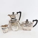 A silver plated 4-piece tea and coffee set, with embossed decoration