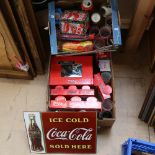 Various Coca-Cola advertising collectables, including drinks glasses, signs etc (2 boxes)