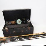 Various Vintage fishing reels and rods
