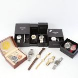 A collection of watches, including Accurist, Sekonda, a cocktail watch etc