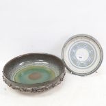 An Iceland Lava art pottery dish, 34cm, and a Cardiff Studio pottery dish