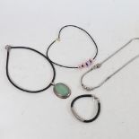 Various Danish silver and leather wrap jewellery, including Pandora charm necklace