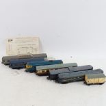 A group of Triang Hornby model railway carriages and locomotives