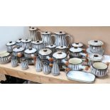 An extensive Denby Studio pattern soup and jug set