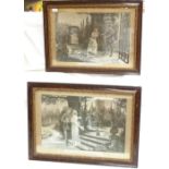 A pair of First War Period prints, the warriors return, in original frames, overall frame size
