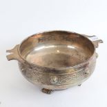 A large silver plated 2-handled Celtic design table centre fruit bowl, diameter 20cm