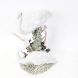A large Lladro porcelain bird figure group, Marshland Mates, model no. 5691, overall height 29cm