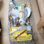 Various kitchenalia, including Picquot Ware teapot and coffee pot, Vintage blue and white enamel