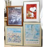 A group of modern prints, including Art Exhibition posters etc