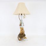 A Naples Italiano gilt and ceramic table lamp, height 66cm overall