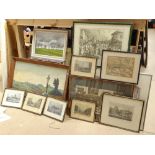 Various paintings and prints, a pair of prints after Mackintosh etc