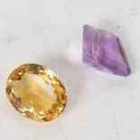 2 unmounted gemstones, comprising 3.20ct oval mixed-cut citrine, and 2.49ct fancy mixed-cut