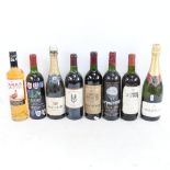 Various wines and spirits, including Famous Grouse, 1985 Chateau Coucheroy etc (8 bottles)