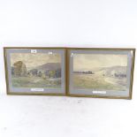 E H Marten, pair of watercolours, landscapes near Cooksbridge and Felmer, image 26cm x 36cm, framed