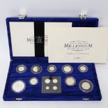 A Royal Mint United Kingdom Millennium silver coin collection, cased with Certificate of