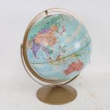 A Replogle 12" globe on stand, with embossed decoration