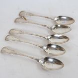 A set of 5 Georgian King's pattern Scottish silver tablespoons, by Marshall & Sons, hallmarks