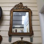 A Vintage gilt framed rectangular wall mirror, overall height 63cm