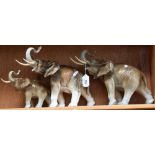 A set of 3 Royal Dux trumpeting elephants, tallest 24cm