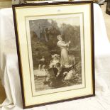 After Fred Morgan, print, boating scene, signed in pencil, published 1905, modern frame, overall