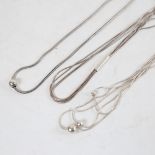 3 Danish silver ball pendant necklaces, makers including Scrouples (3)
