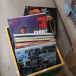 Various Vintage vinyl LPs and records, including Johnny Cash, Flatt & Scruggs, folk etc (boxful)