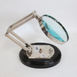 A Watts & Sons Ltd chrome instrument maker's desk-top magnifying glass