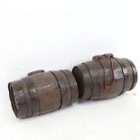 A pair of coopered oak Whisky barrels, length 21cm