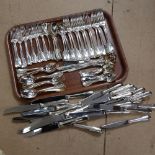 CHRISTOFLE - a canteen of silver plated cutlery in Cluny pattern for 12 people, total 91 pieces,
