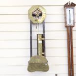 A stained oak and brass-mounted 24 hour water clock, base inscribed J Smithe of Ye Towne