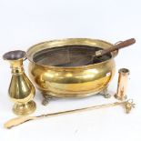 Various brass, including cannon shell vase, coal bucket and shovel etc