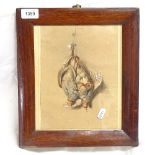 19th century watercolour, pheasant in the pantry, unsigned, image 24cm x 18cm, rosewood frame