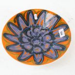 Poole Pottery dish with flowerhead design, 27cm