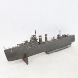 A handmade painted wood HMS Fury model ship, length 50cm