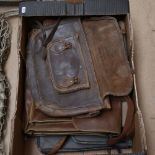 A group of Vintage leather and canvas briefcase and document cases (boxful)