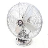 A Vintage retro MMI electric desktop oscillating fan, cage diameter 35cm, height 43cm