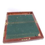 A 19th century brass-bound mahogany travelling folding writing slope, width 46cm