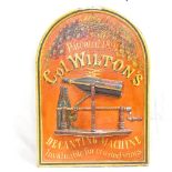 A large Vintage painted Wilton's Decanting Machine advertising sign, H90cm, W64cm