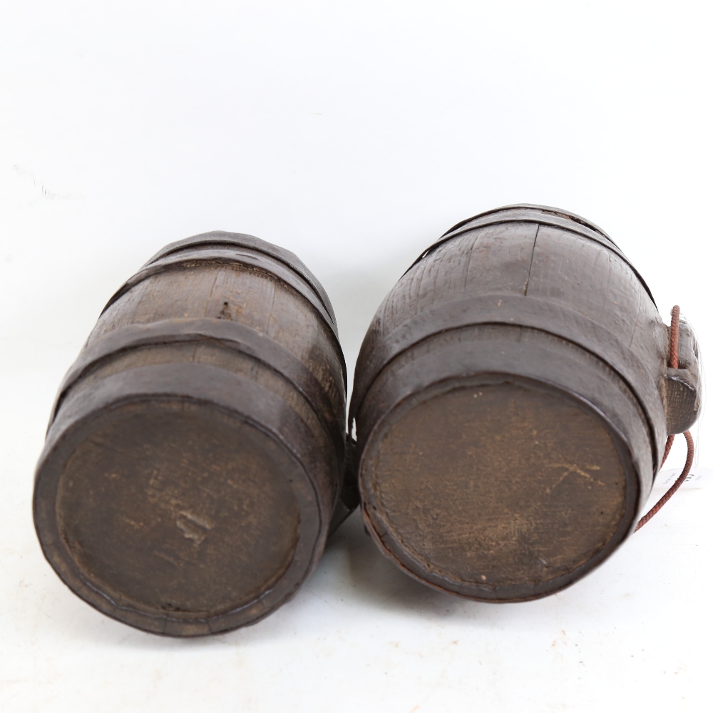 A pair of coopered oak Whisky barrels, length 21cm - Image 2 of 2