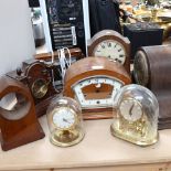 Various Vintage mantel clocks, including 400-day examples