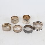 6 silver napkin rings, 4.2oz total