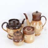 A group of Royal Doulton salt glaze stoneware Harvest ceramics, including teapot and stand, coffee