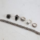 Various silver and marcasite jewellery, including bracelet by T H Halgreen, rings including Spinning