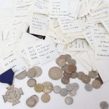 Various British and world coins, mostly mid-20th century and in labelled packets, including some