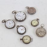 Various Continental silver pocket watches and fob watches (7)
