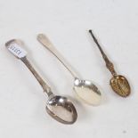 3 silver spoons, including Georgian Scottish example, 1.7oz total (3)