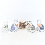 A David Sharp for Rye Pottery milk jug, and 4 Rye Pottery cats (5)