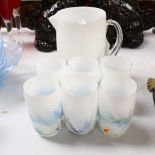 An Art glass 7-piece water set, including jug