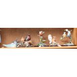 Country Artists animal and bird sculptures, Leonardo sculptures, tallest 16.5cm, a Poole robin etc