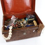 A large quantity of mixed costume jewellery, travel clock, cufflinks etc